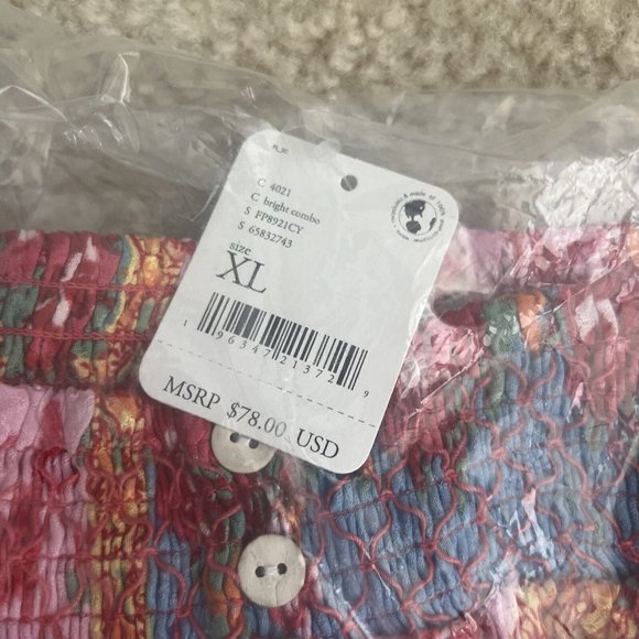 Free People Intimately Rule the World Boho Romper Size XL Bright Combo - Picture 7 of 8